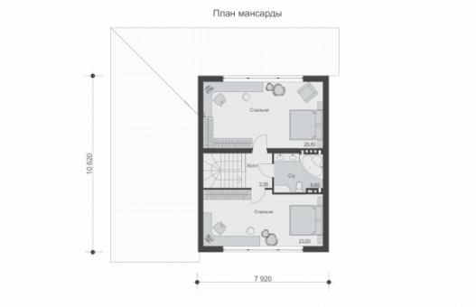 Проект одноэтажного жилого дома с подвалом, террасой и мансардой